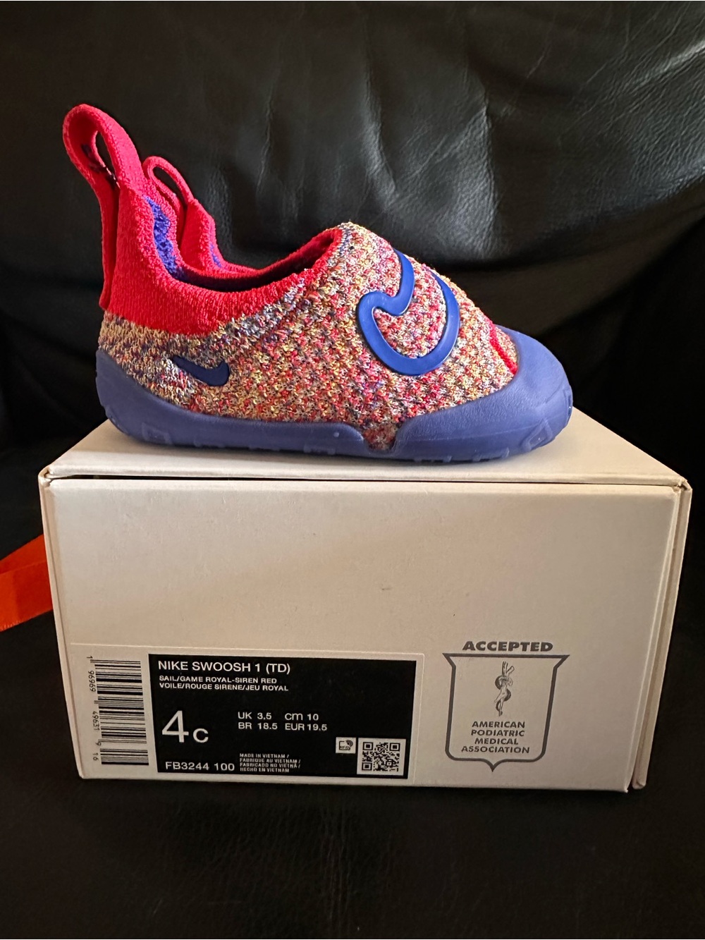 Nike Baby Swoosh Slip-On Sneakers in Red and Blue